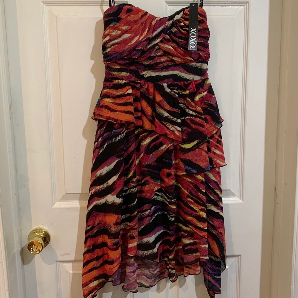 New- XOXO Colorful Strapless Dress